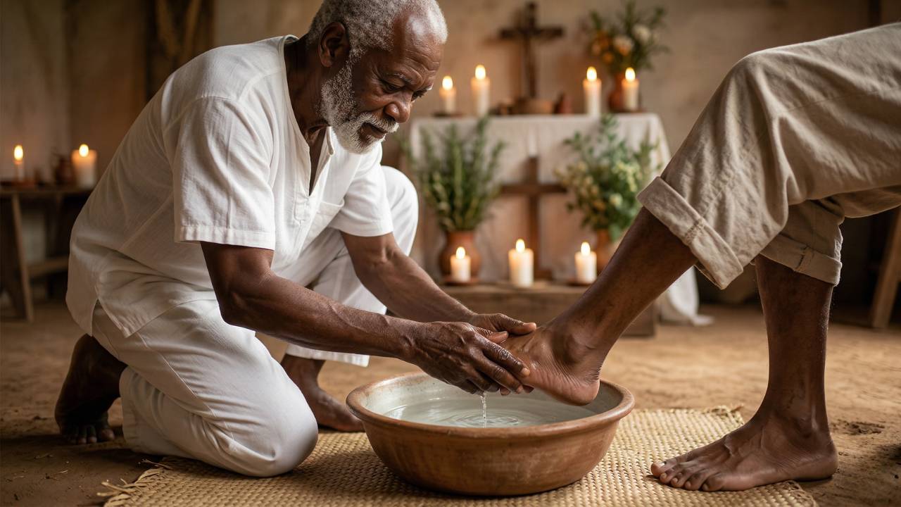 Pretos Velhos, Páscoa e o Ato de Lavar os Pés: Lições sobre Humildade, Serviço e Verdadeira Evolução Espiritual