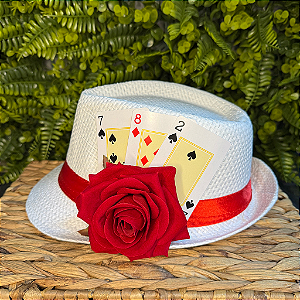 CHAPÉU MALANDRAS CARTAS E ROSA