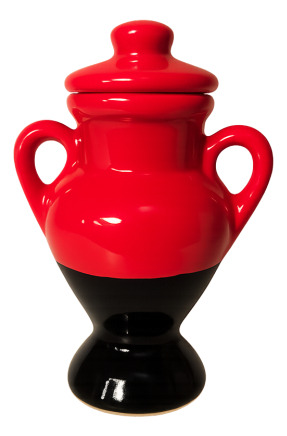 QUARTINHA DE LOUÇA VERM/PRE 15 CM - C/ASA