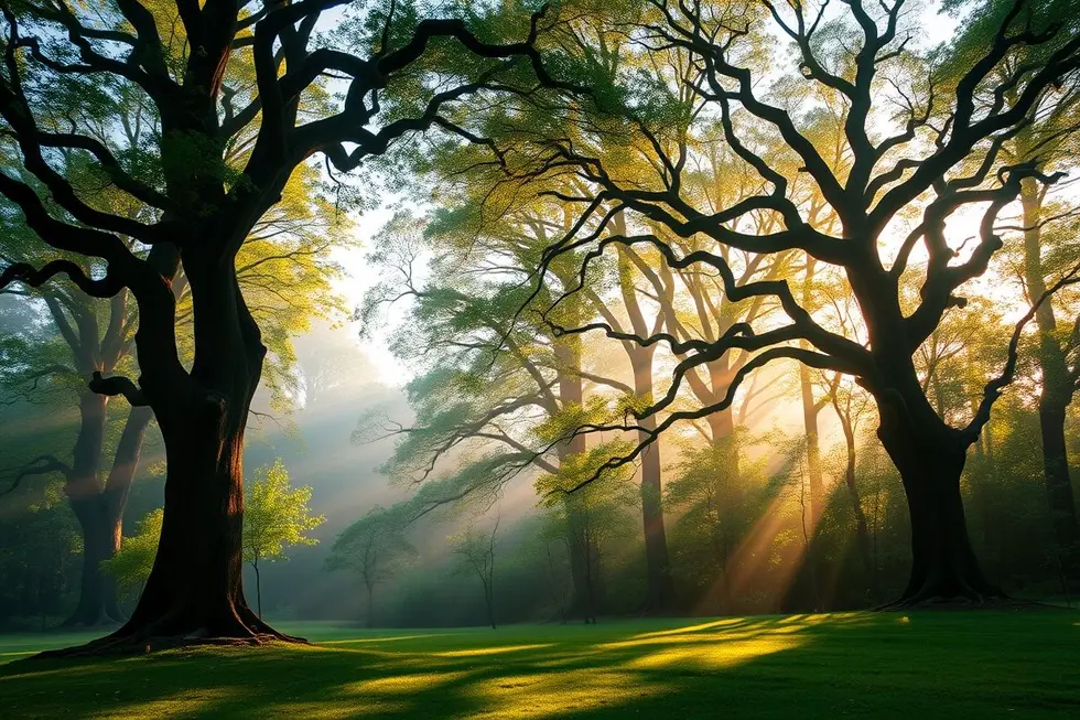 Uma paisagem natural serena, representando a conexão espiritual em harmonia com a natureza.