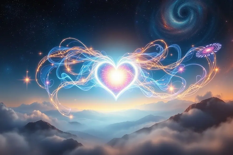 Ilustração representando o tato espiritual e a conexão com o universo.