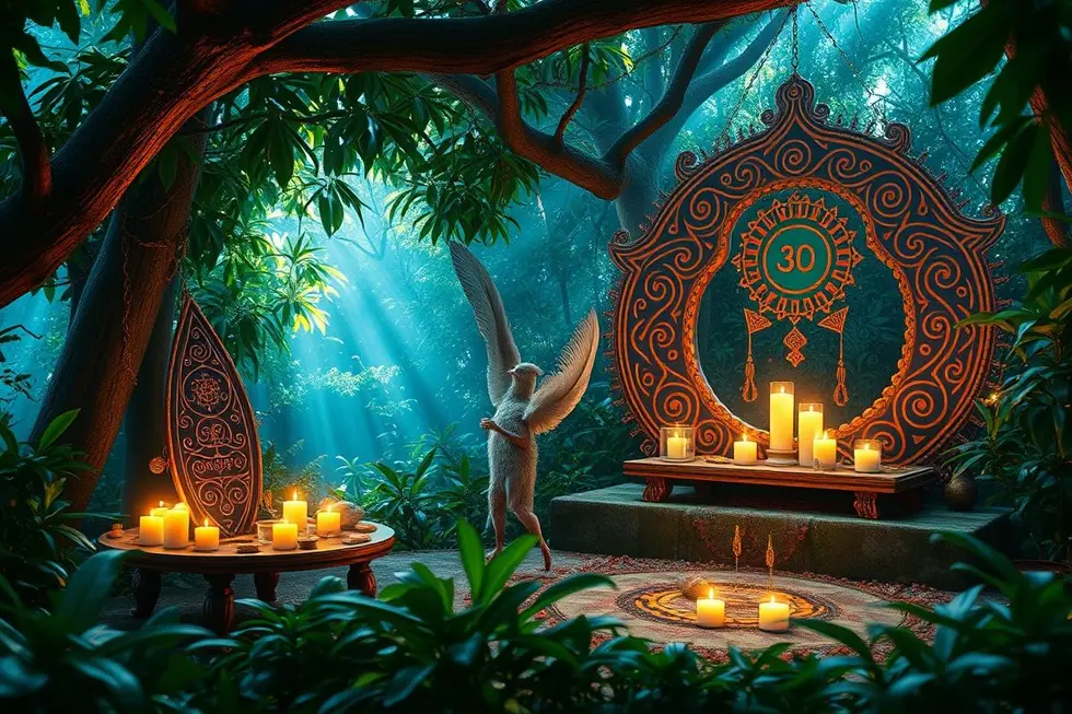 Representação simbólica da espiritualidade e da Umbanda.