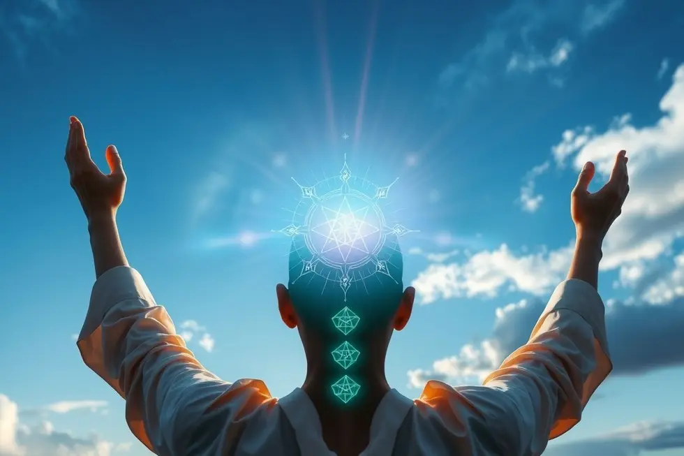 Imagem representando a energia e equilíbrio espiritual através de meditação.