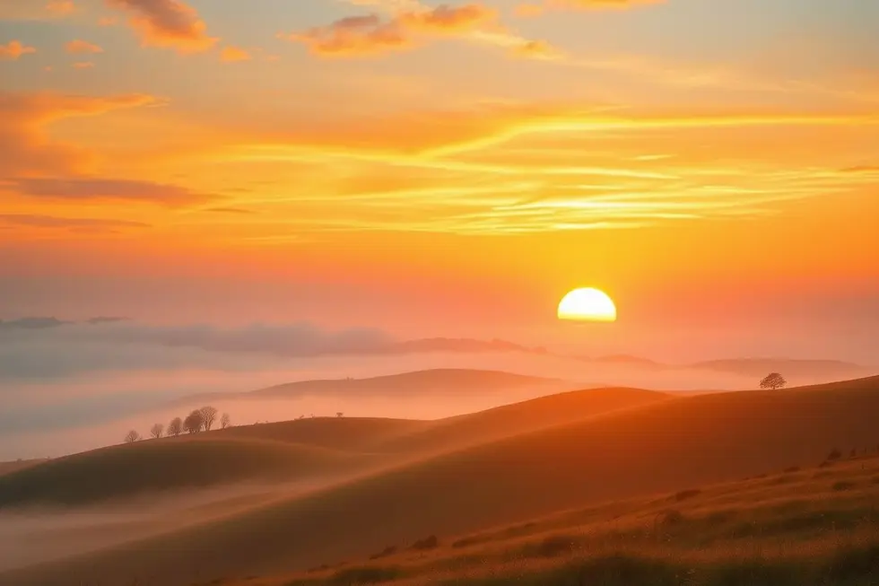 Pôr do sol tranquilizante, simbolizando novos começos e limpeza de energia.