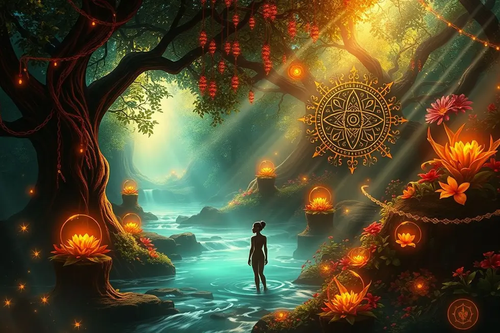 Imagem etérea representando a essência espiritual na Umbanda, simbolizando Exu.