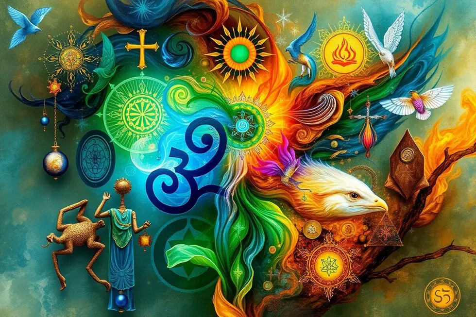 Representações de símbolos espirituais na natureza.